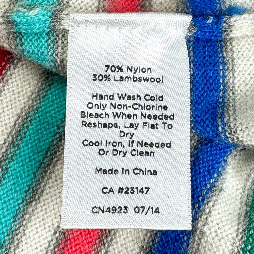 Talbots Striped Boat Neck Sweater Large Multicolor Lambswool Rainbow Preppy Soft - Picture 5 of 5